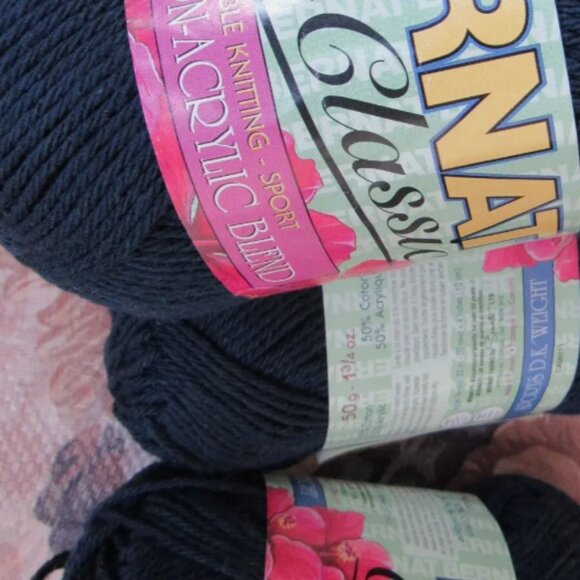 Lot 10 sks Bernat Yarn Club Classic Cotton Blend NEW, Navy & Dark Violet - Picture 3 of 4
